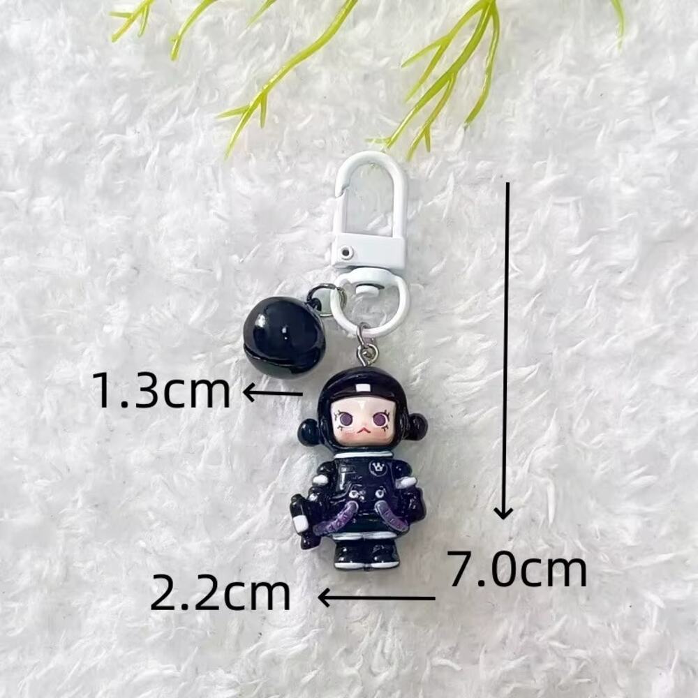 Skull Panda Phone Charm Keychain - Black-3F0-5